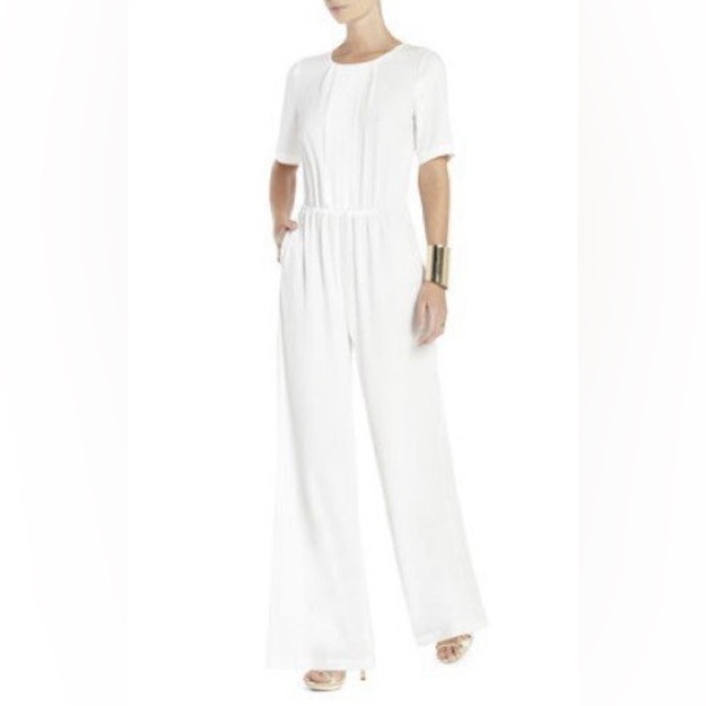 BCBGMAXAZRIA WHITE JUMPSUIT OPEN BACK SIZE XS - Picture 4 of 7